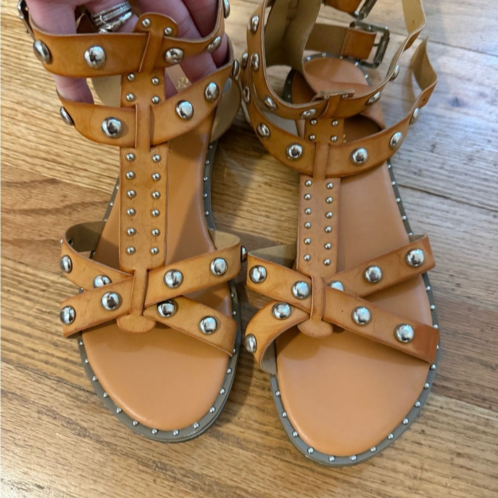 Fashion Nova Tan Studded Sandals